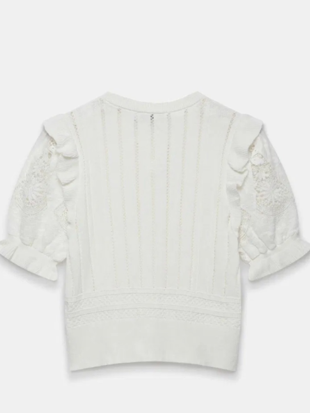 MINT VELVET Broderie Sleeve Button Cotton Top, Soft White, Size XL - Picture 5 of 8